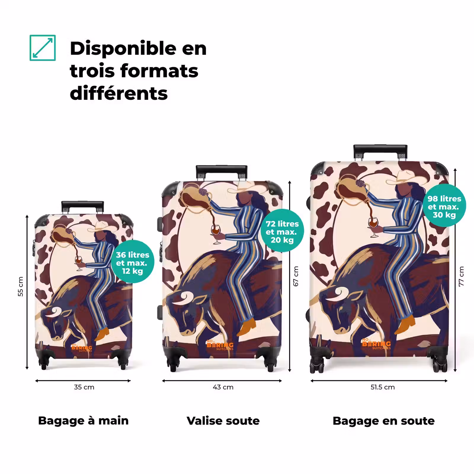 Valise - Personnes - Animaux - Cowboy - Abstrait - Coloré — 1