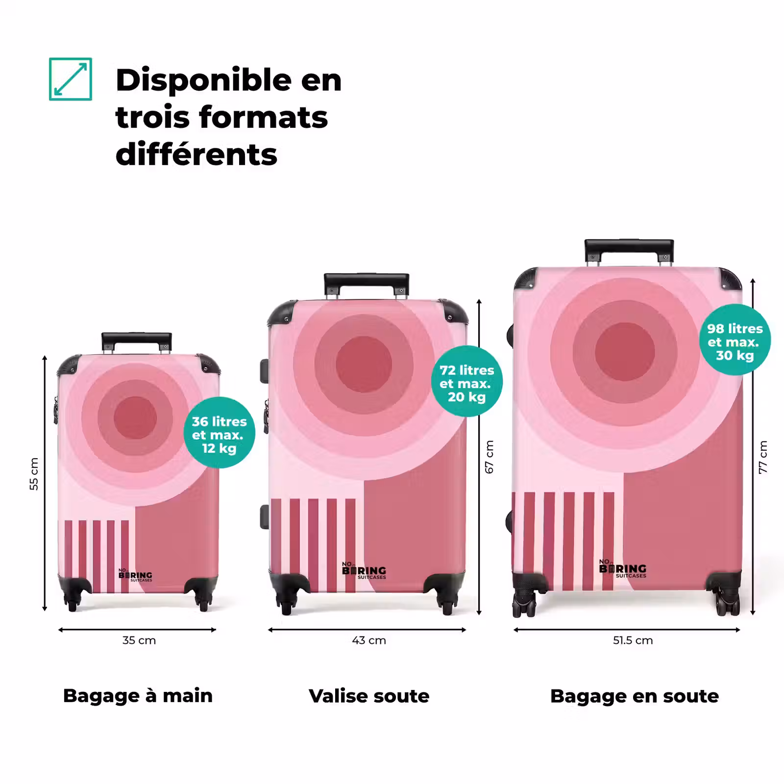Valise - Résumé - Cercles - Rayures - Moderne - Rose — 1