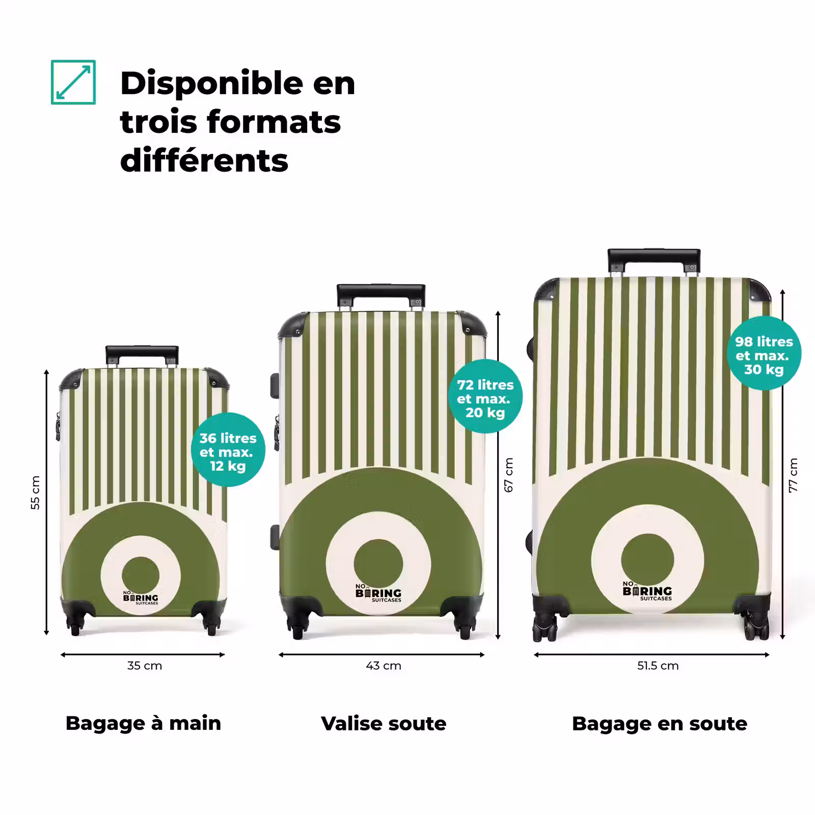 Valise - Résumé - Œil - Rayures - Moderne - Vert — 1