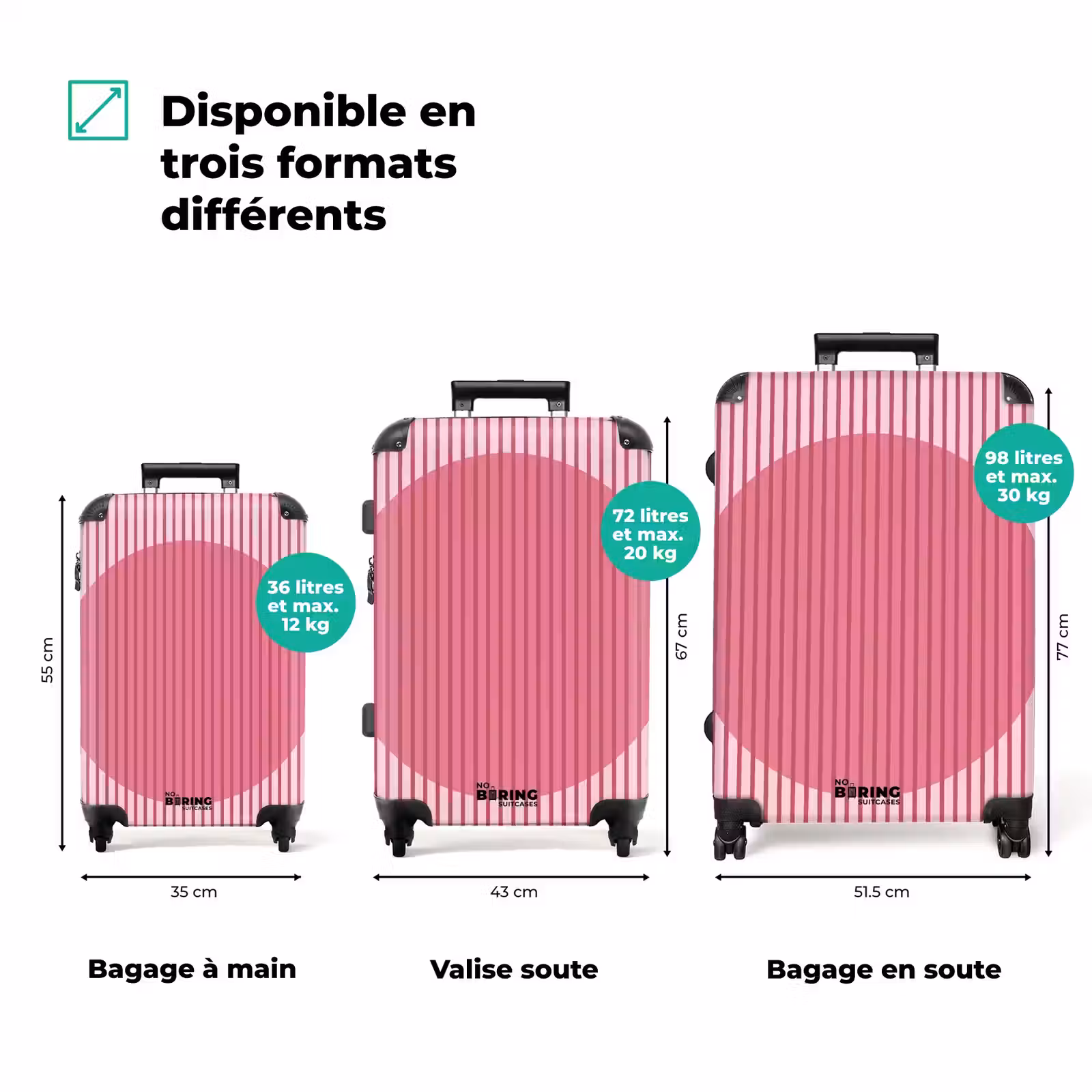 Valise - Résumé - Rayures - Ovale - Rose - Moderne — 1