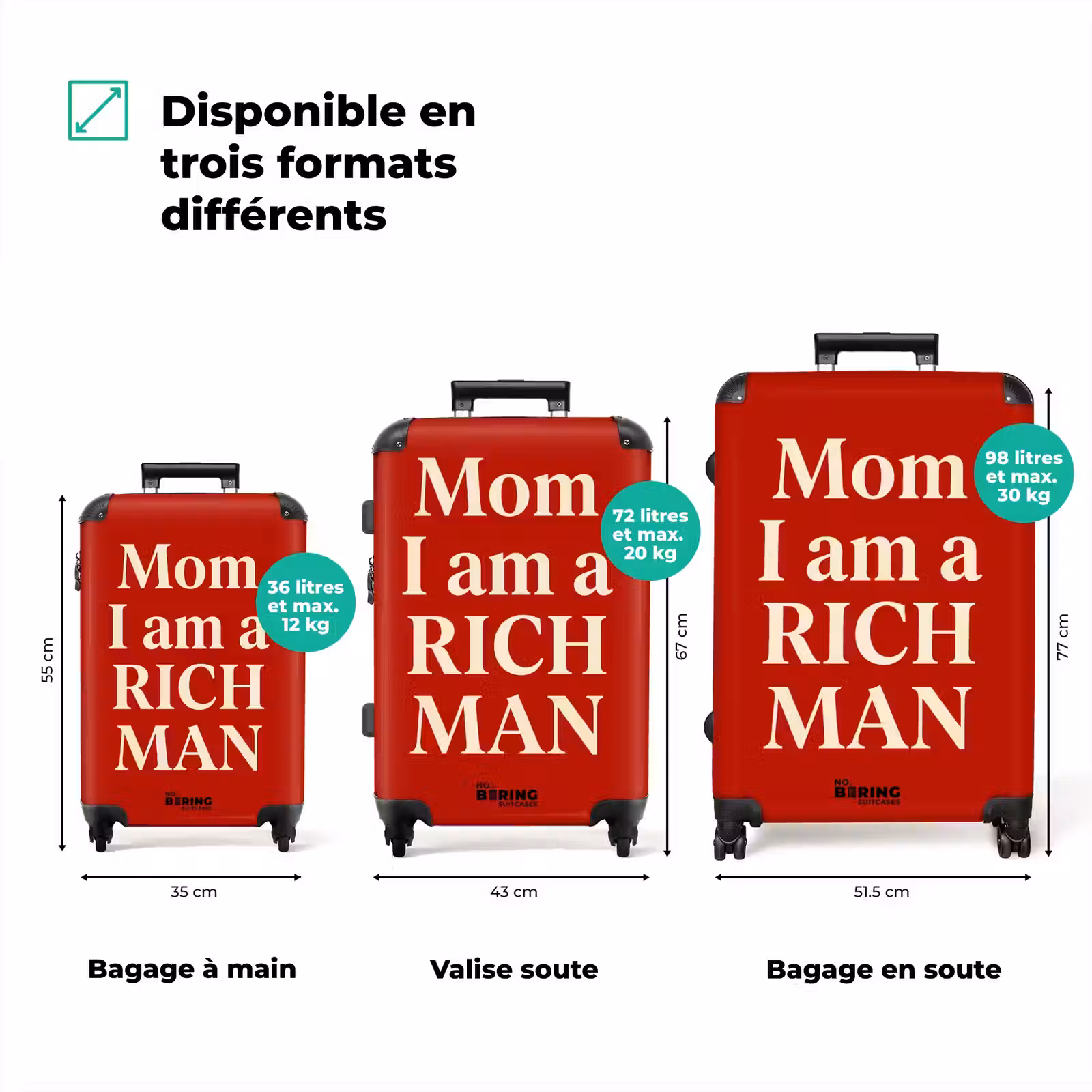 Valise - Texte - Richesse - Motivation - Rouge - Moderne — 1
