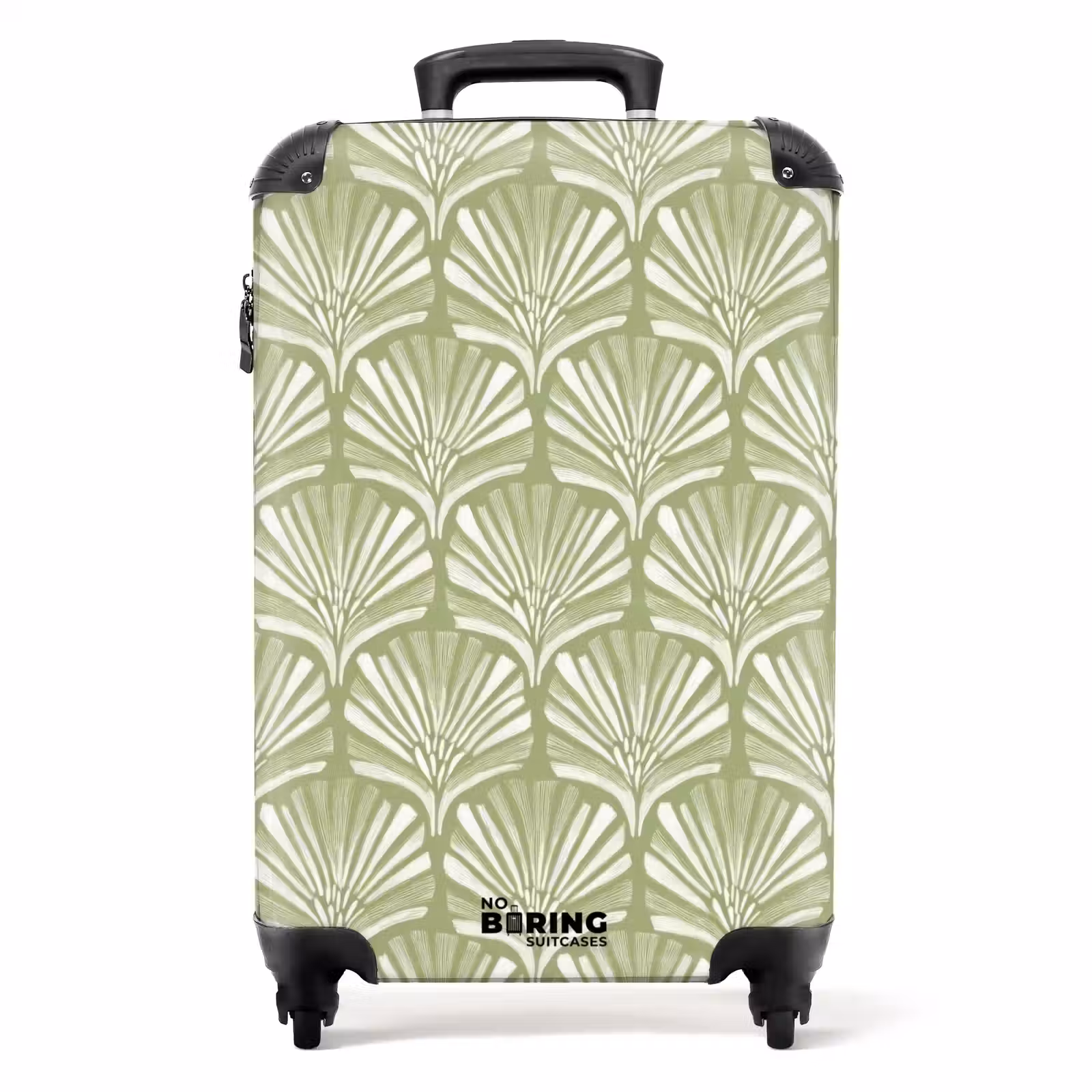 Valise - Vert de sauge - Ginkgo biloba - Éventail - Motif — 1