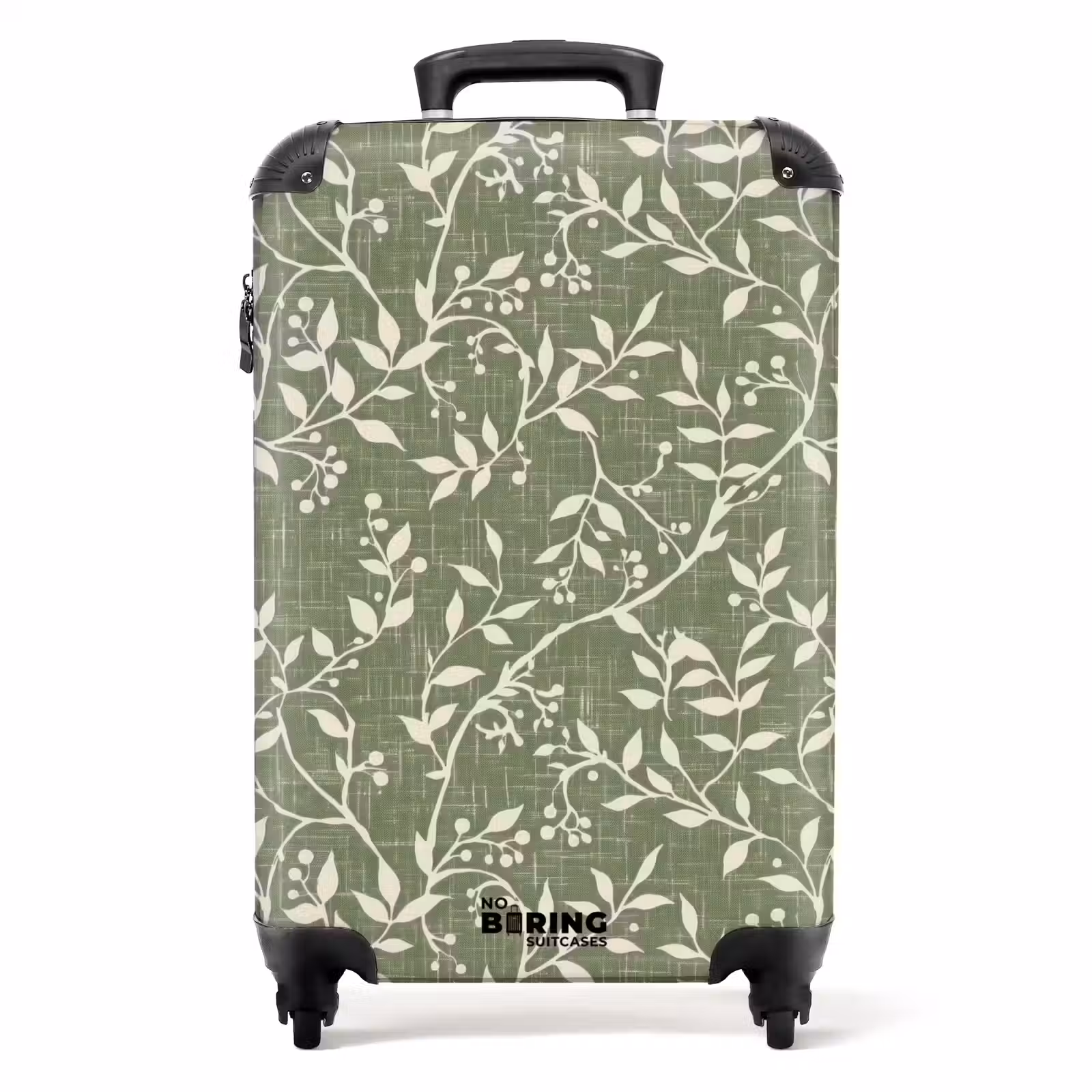 Valise - Vert saule - Botanique - Branches - Baies - Lin - Motif — 1