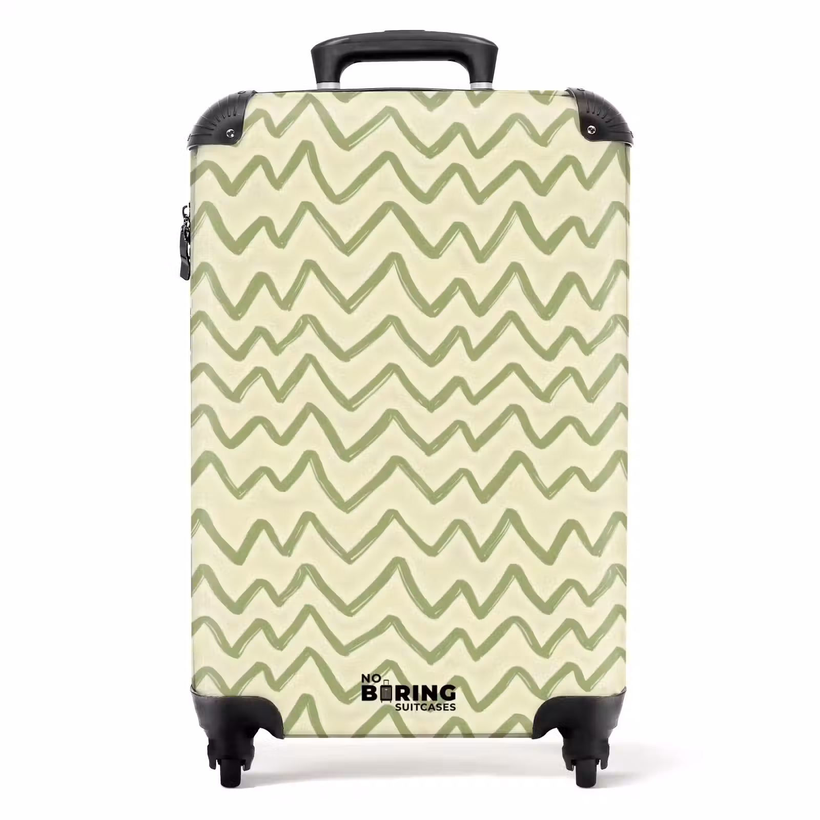 Valise - Vert saule - Zigzag - Dessiné à la main - Motif — 1