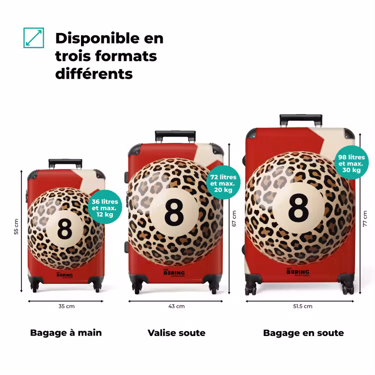 Valise - Jeu - Motif animal - Numéro 8 - Moderne - Rouge — 1