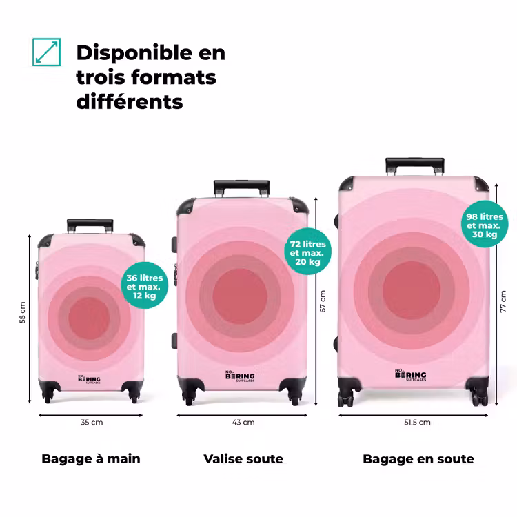 Valise - Motif - Cercles - Abstrait - Rose - Moderne — 1