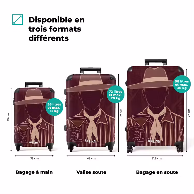 Valise - Personne - Chapeau - Cocktail - Abstrait - Marron — 1
