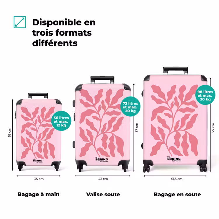 Valise - Plantes - Naturel - Abstrait - Moderne - Rose — 1
