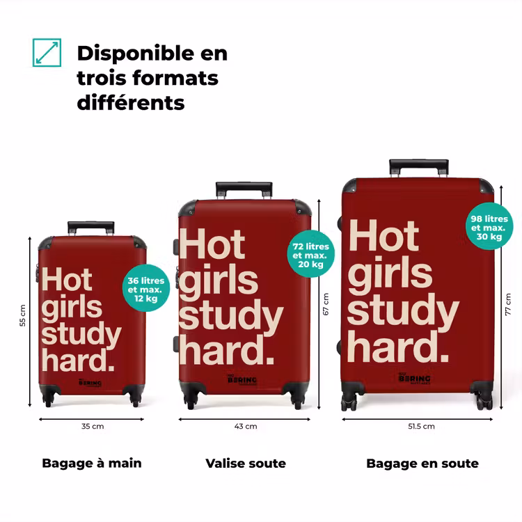 Valise - Texte - Études - Motivation - Moderne - Rouge — 1