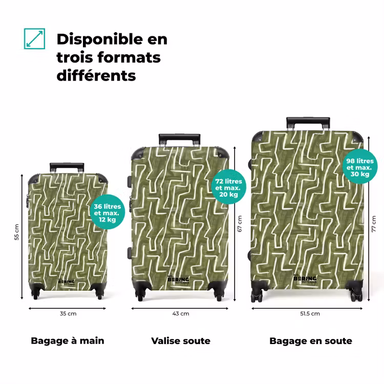 Valise - Vert - Abstrait - Coups de pinceau - Motif — 3