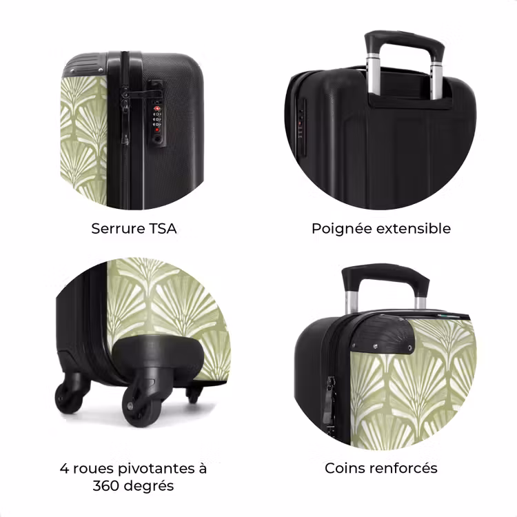 Valise - Vert de sauge - Ginkgo biloba - Éventail - Motif — 8