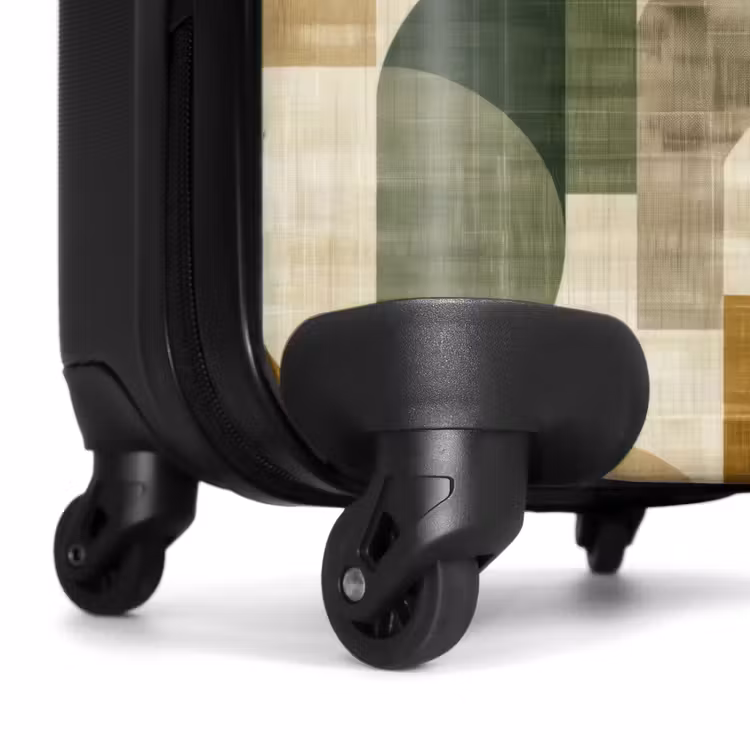 Valise - Vert d'olive - Géométrique - Abstrait - Mid-Century - Lin - Motif — 7