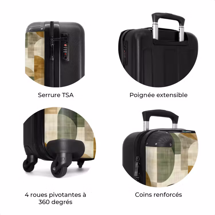 Valise - Vert d'olive - Géométrique - Abstrait - Mid-Century - Lin - Motif — 8
