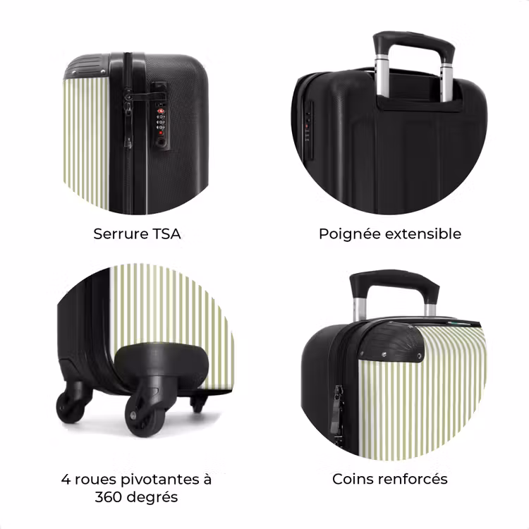 Valise - Vert sauge - Rayures - Minimaliste - Motif — 8
