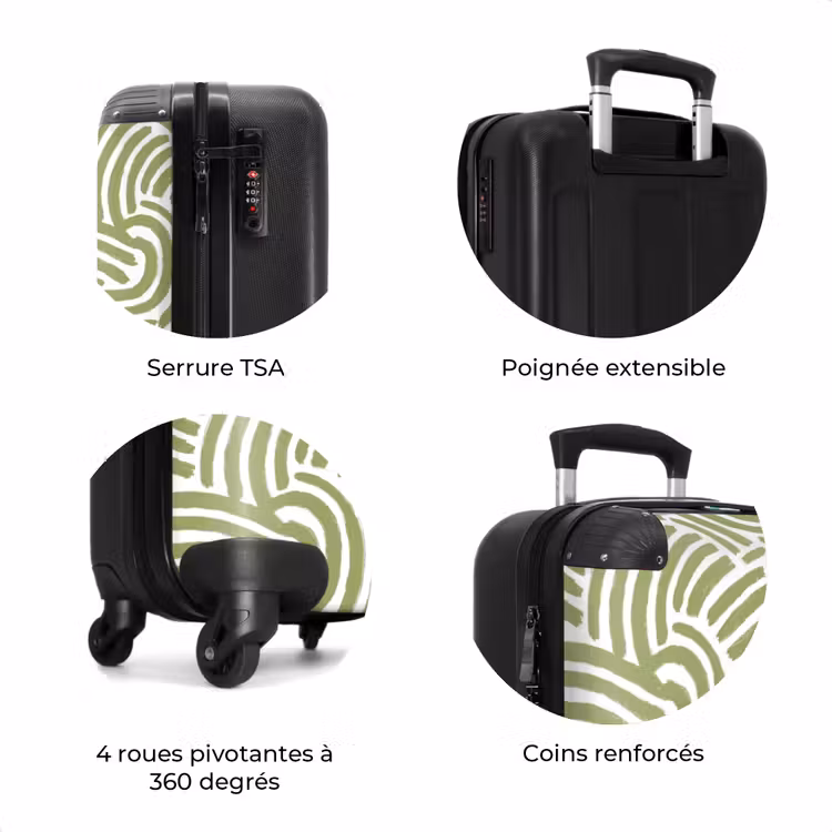 Valise - Vert saule - Abstrait - Arcs - Dessiné à la main - Motif — 8