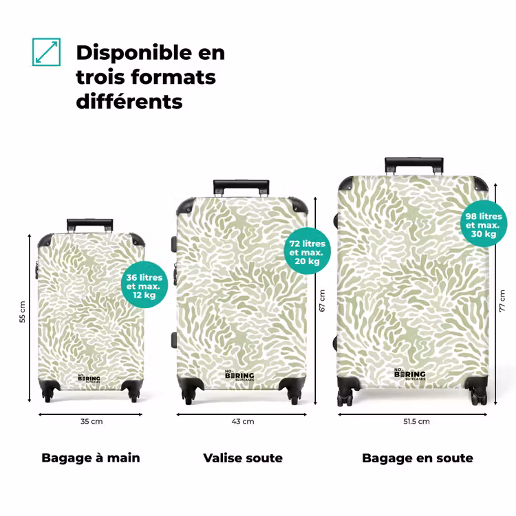 Valise - Vert saule - Abstrait - Organique - Corail - Motif — 3