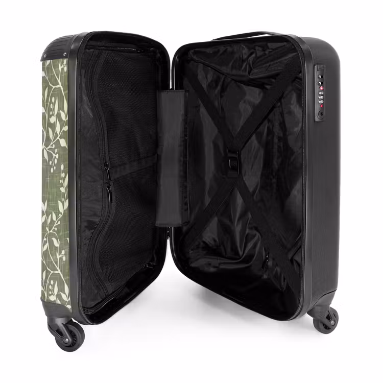 Valise - Vert saule - Botanique - Branches - Baies - Lin - Motif — 5