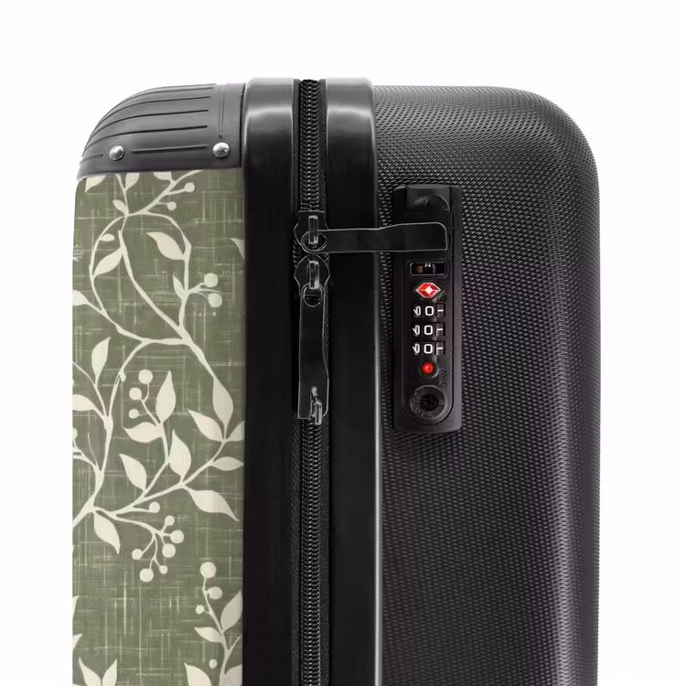 Valise - Vert saule - Botanique - Branches - Baies - Lin - Motif — 6