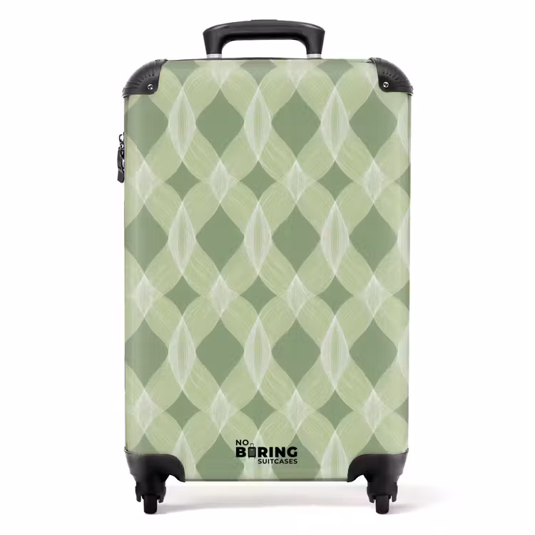 Valise - Vert saule - Géométrique - Organique - Treillis - Motif — 1