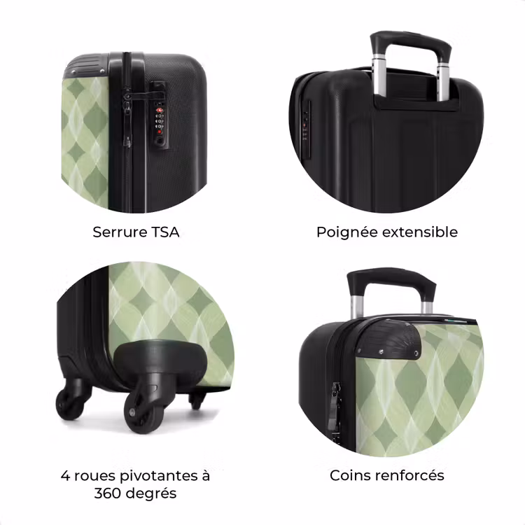 Valise - Vert saule - Géométrique - Organique - Treillis - Motif — 8