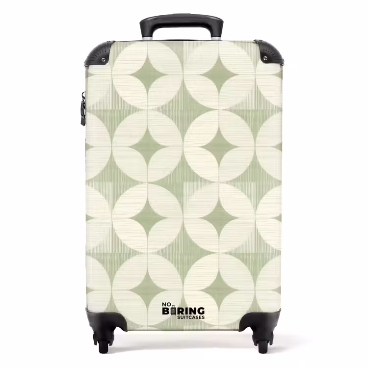 Valise - Vert saule - Géométrique - Rétro — 1