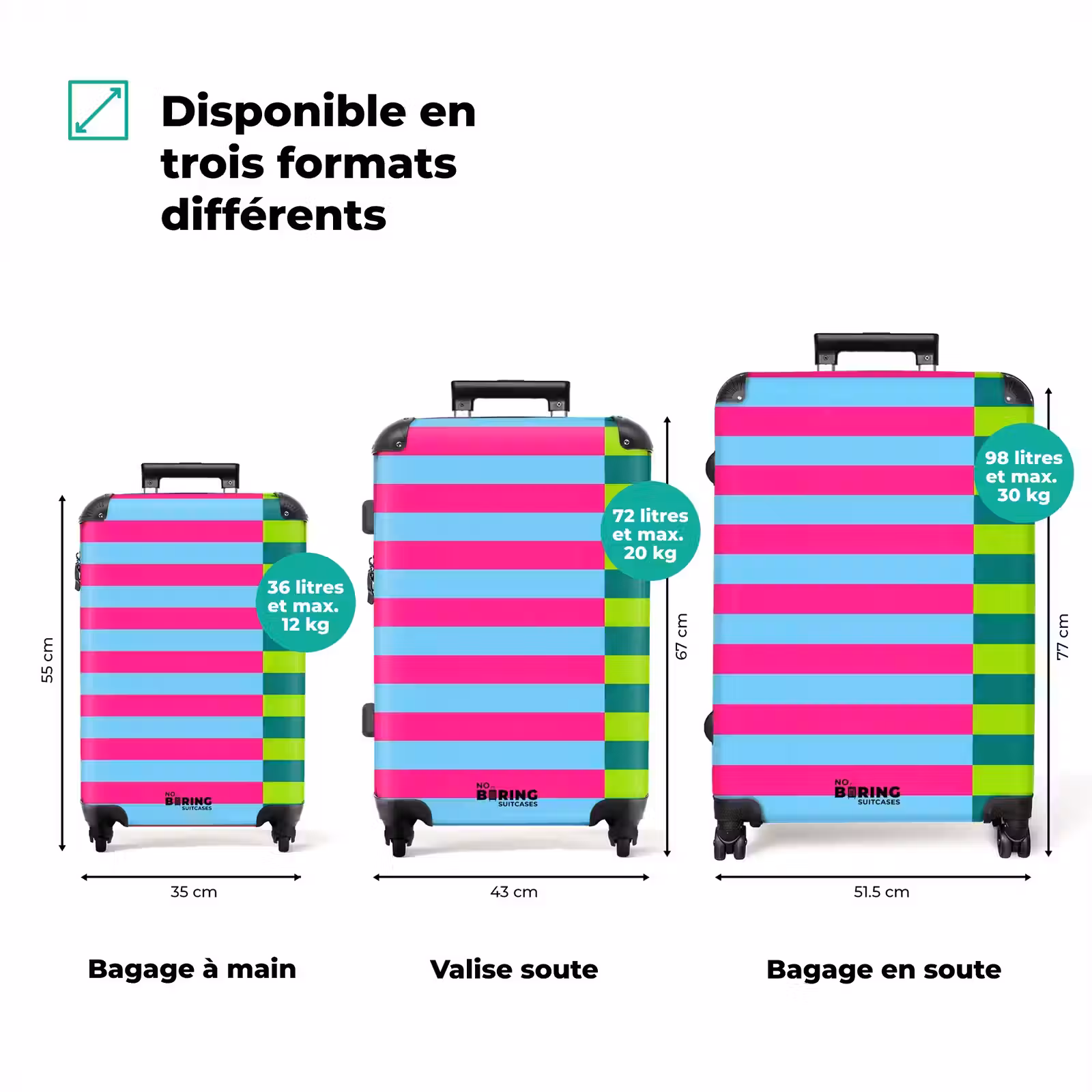 Valise - Motif - Rayures - Moderne - Abstrait - Coloré — 1