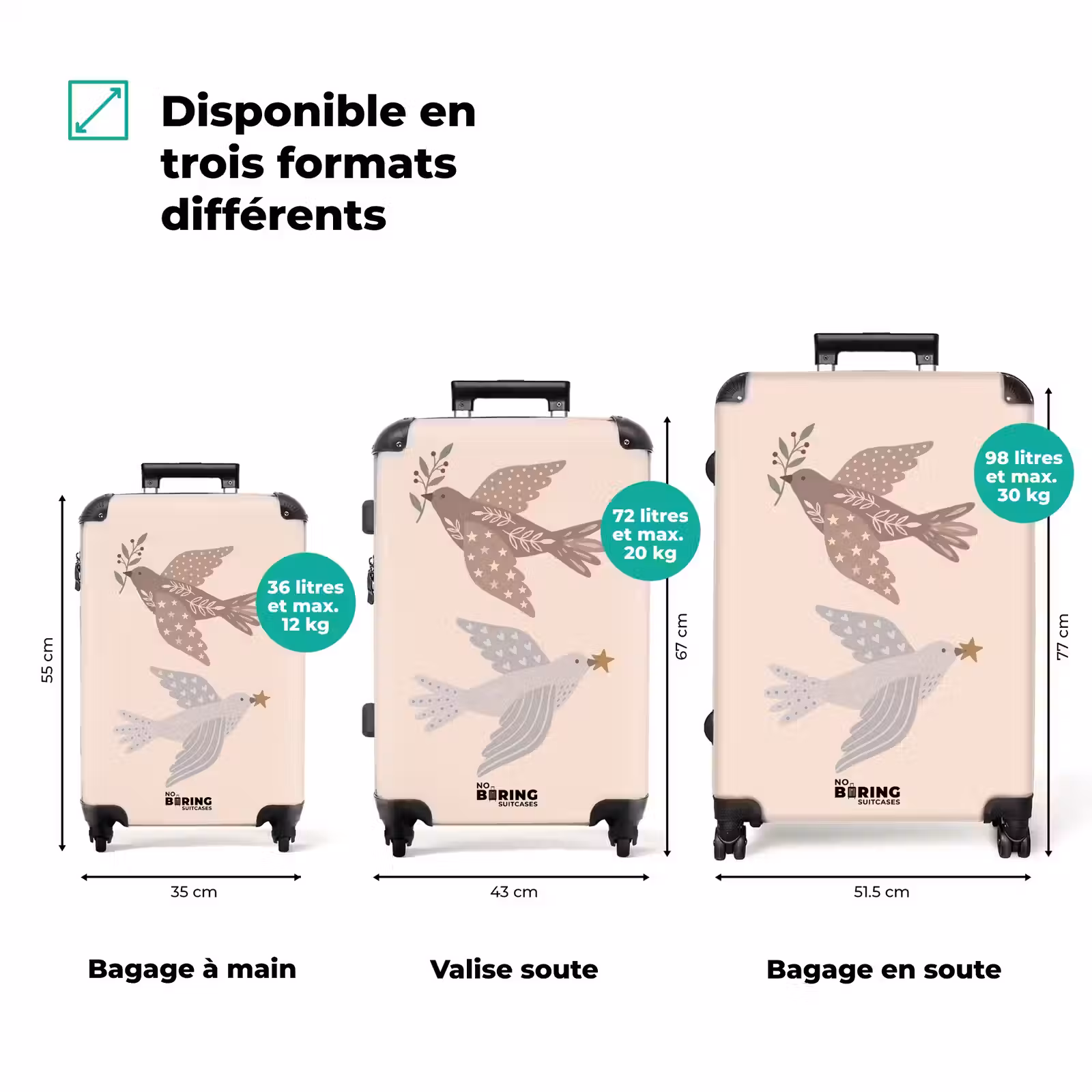 Valise - Oiseau - Baies - Nature - Moderne - Beige — 1