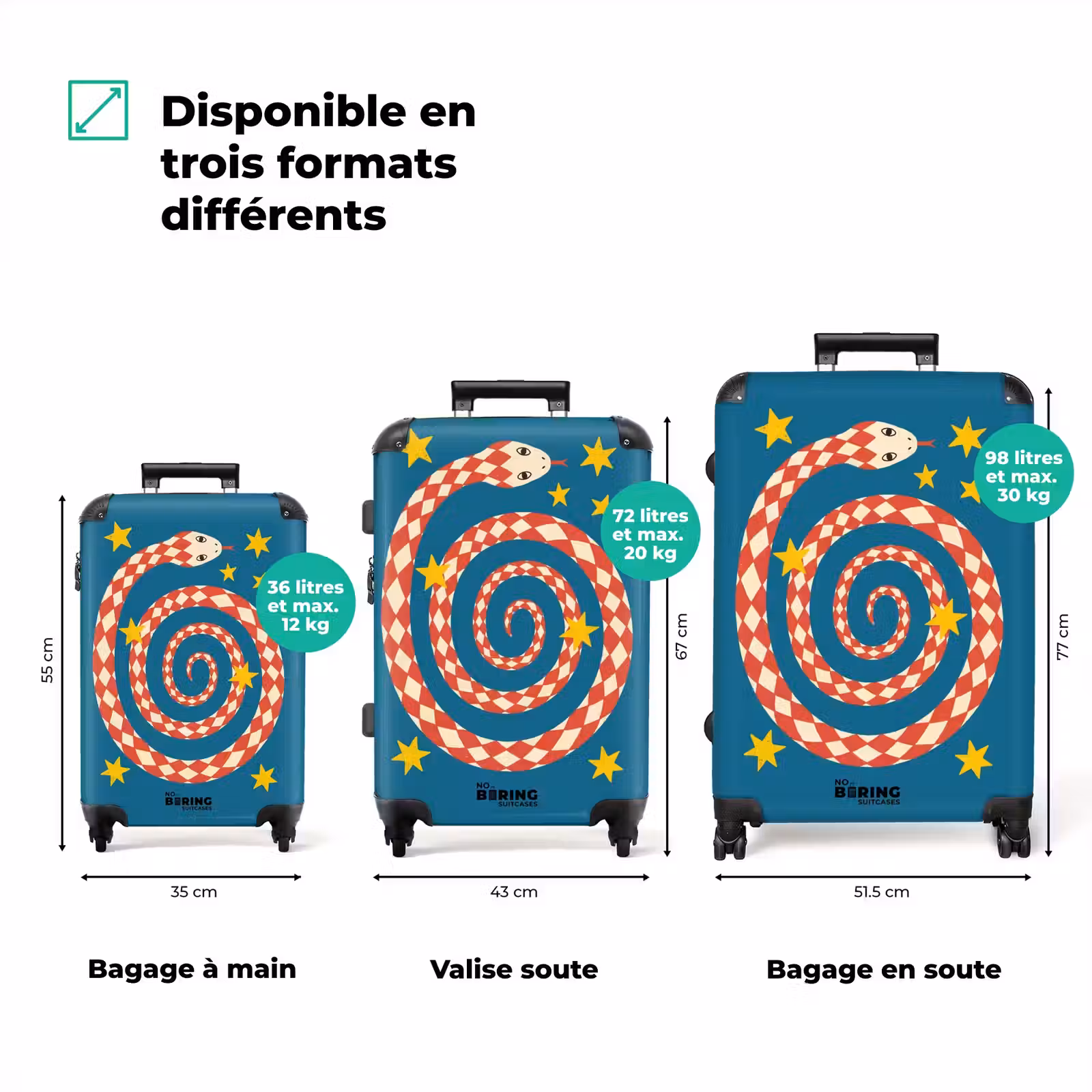 Valise - Serpent - Spirale - Animaux - Illustration - Rouge — 1