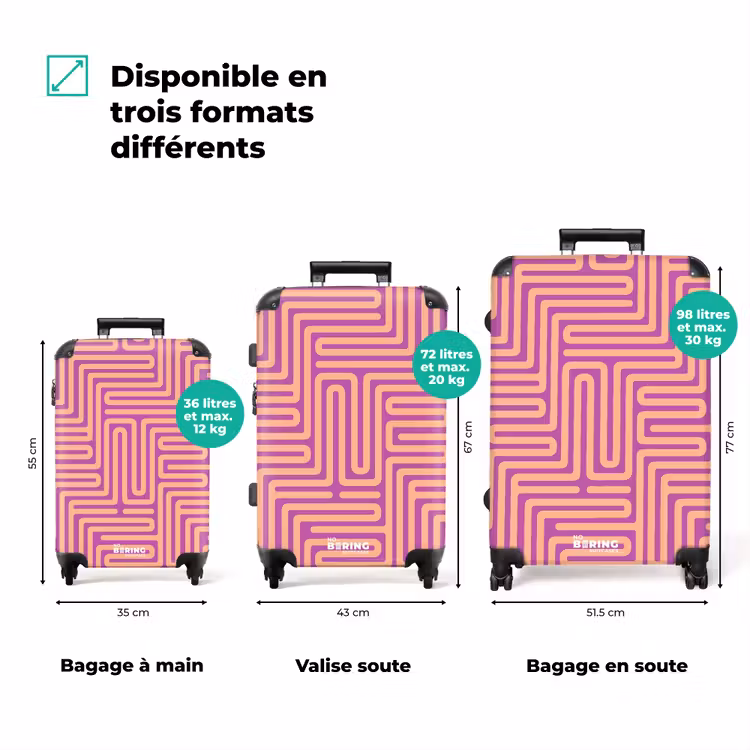 Valise - Motif - Lignes - Abstrait - Moderne - Violet — 1