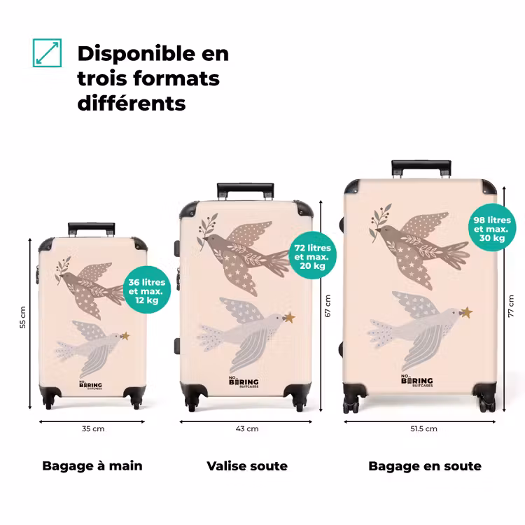 Valise - Oiseau - Baies - Nature - Moderne - Beige — 1