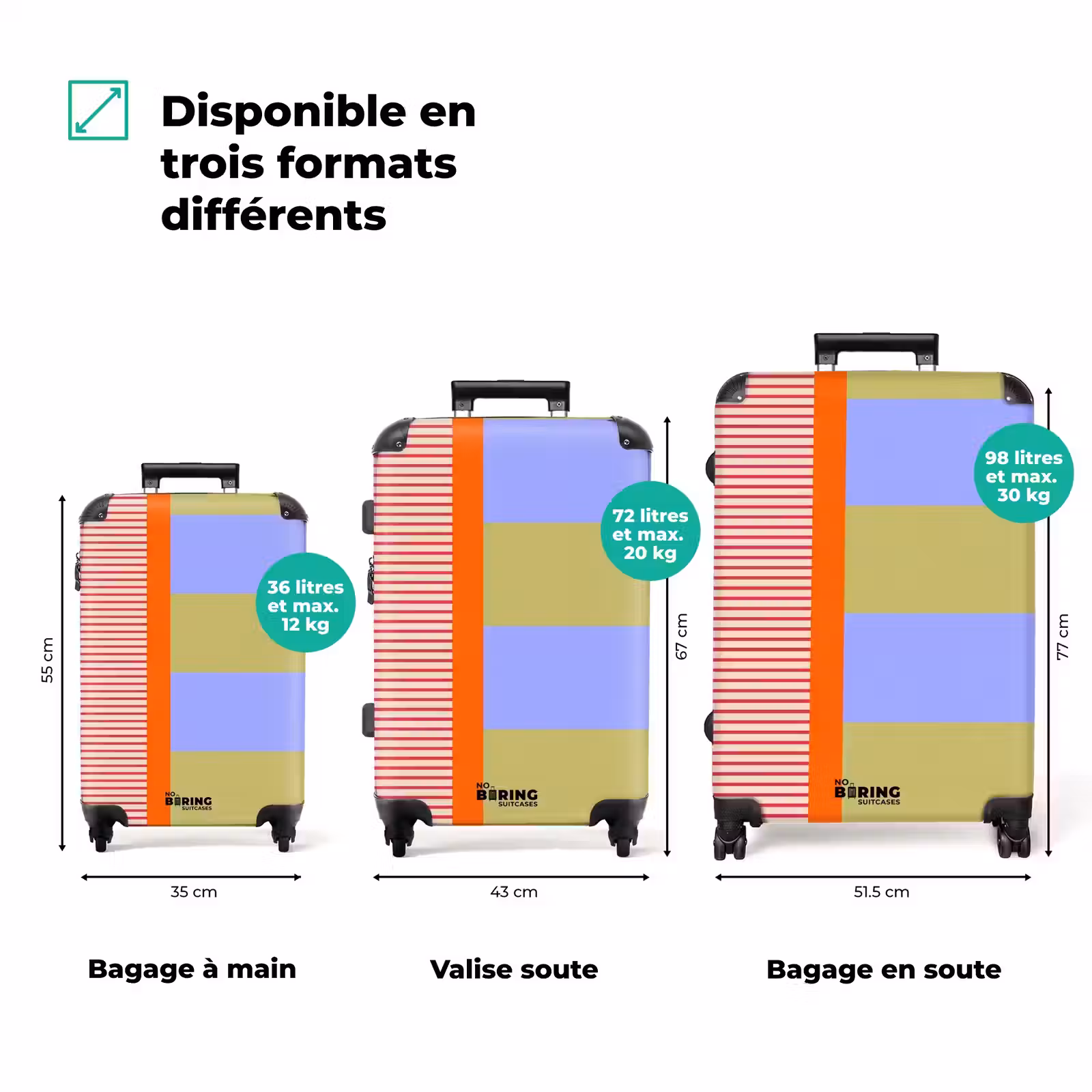 Valise - Résumé - Géométrie - Rayures - Blocs - Rouge — 1