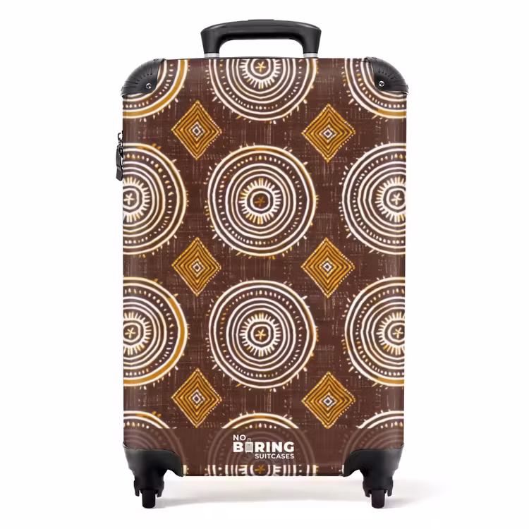 Valise - Marron chocolat - Ethnique - Tribal - Cercles - Motif — 1