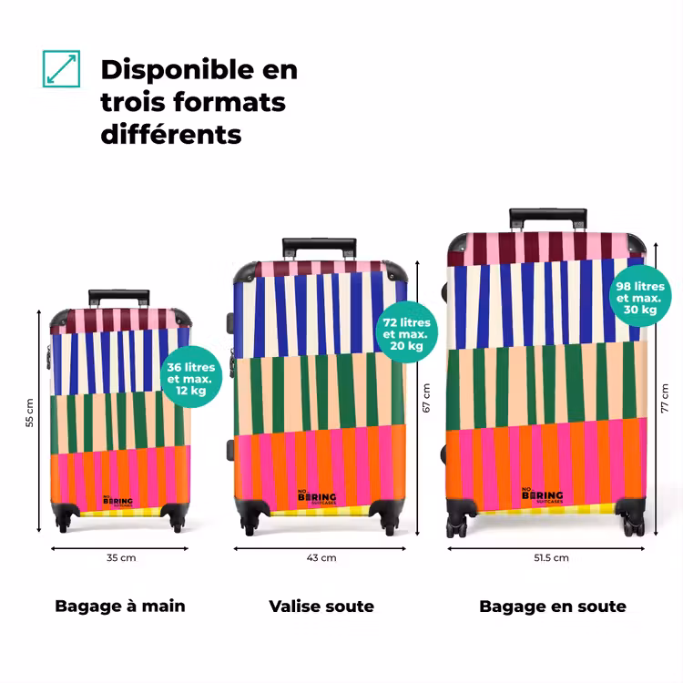 Valise - Motif - Rayures - Abstrait - Moderne - Coloré — 1