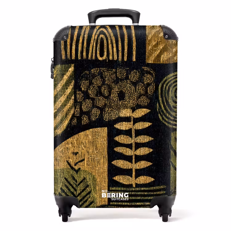 Valise - Noir - Jaune ocre - Botanique - Texture — 1