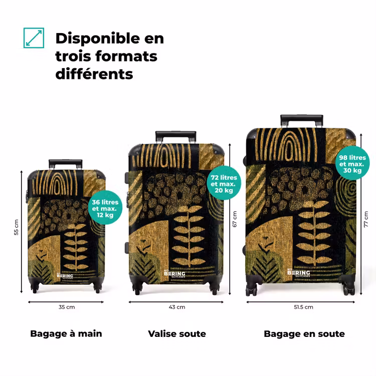 Valise - Noir - Jaune ocre - Botanique - Texture — 3