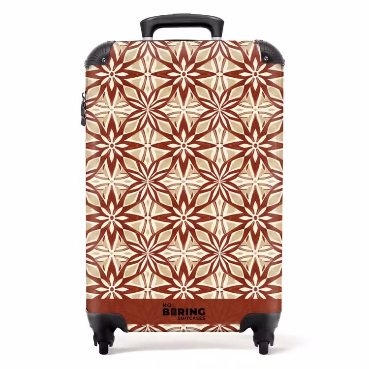 Valise - Rouge bordeaux - Géométrique - Carreau - Motif — 1