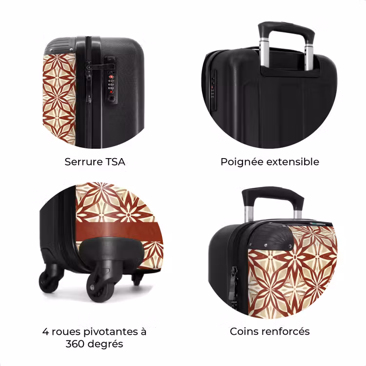 Valise - Rouge bordeaux - Géométrique - Carreau - Motif — 8
