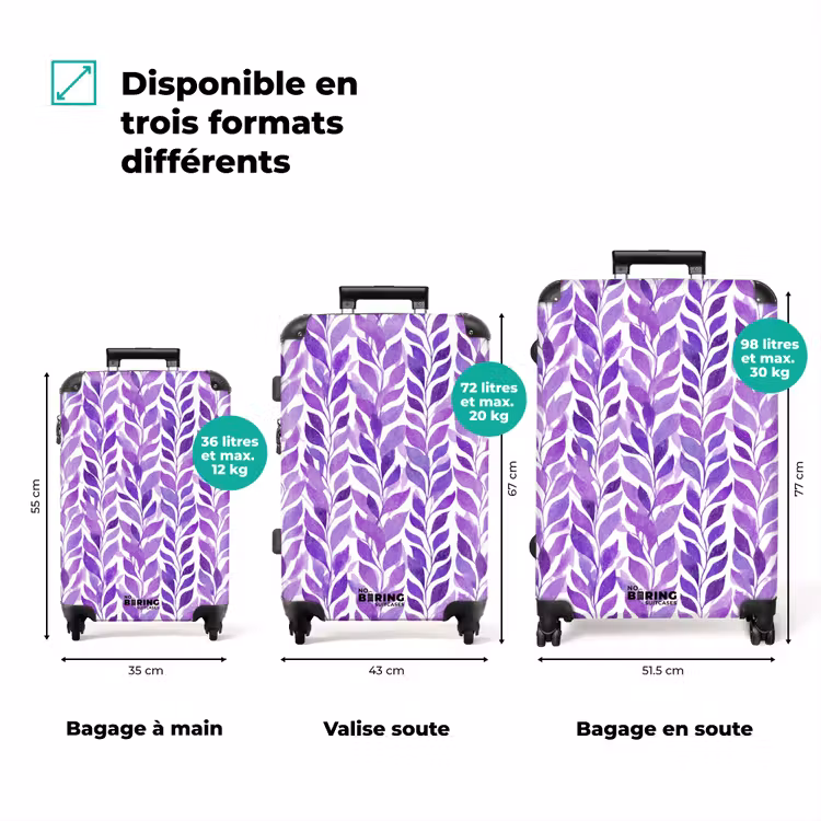Valise - Violet - Botanique - Feuilles - Aquarelle - Branches - Motif — 1