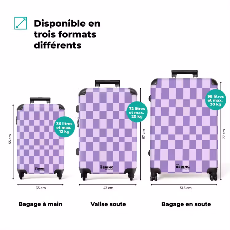 Valise - Violet - Géométrique - Damier - Carrés - Motif — 1