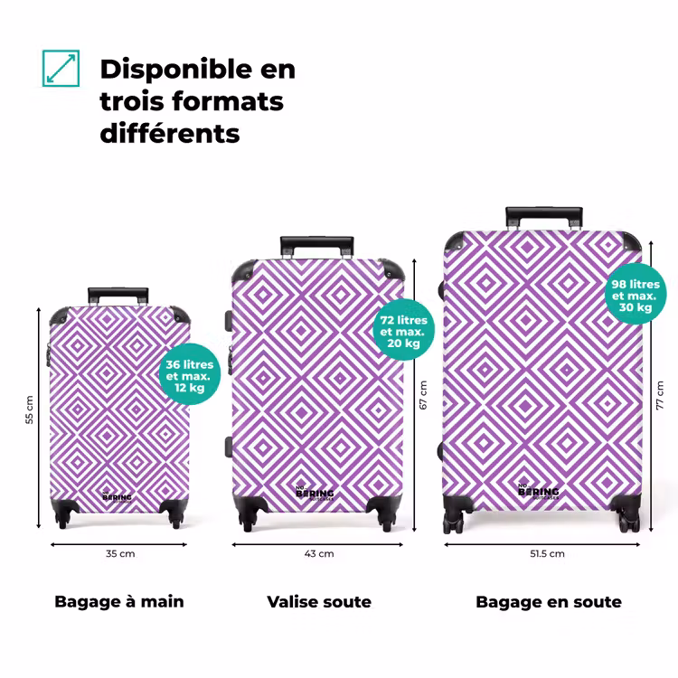 Valise - Violet - Géométrique - Losanges - Concentrique - Motif — 1