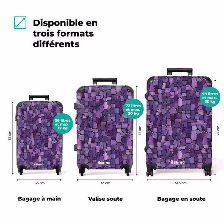 Valise - Violet - Mosaïque - Éclats - Pierre - Motif — 1