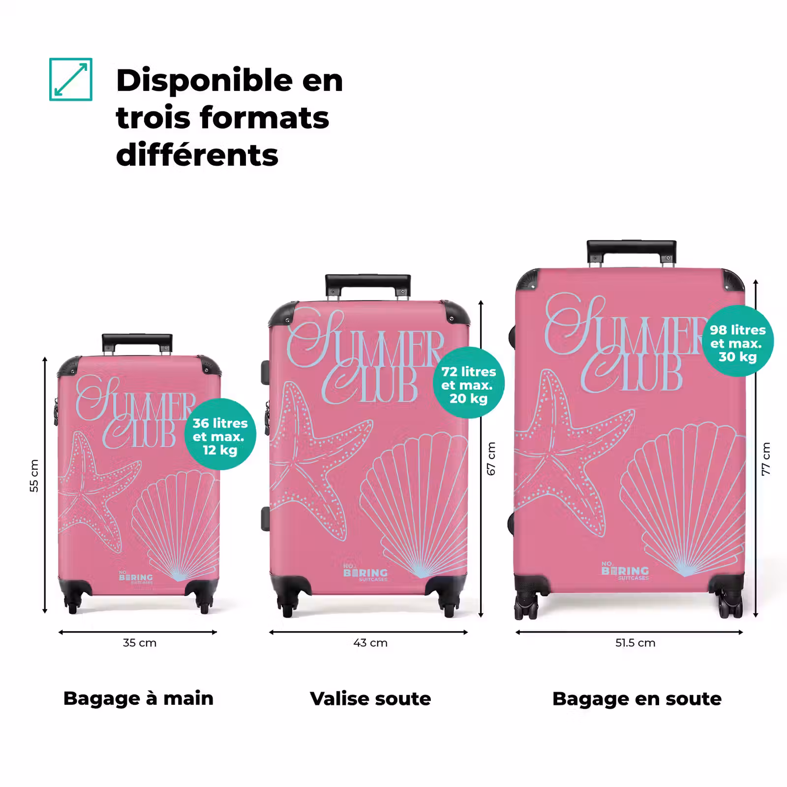 Valise - Rose - coquillages - Bleu — 1
