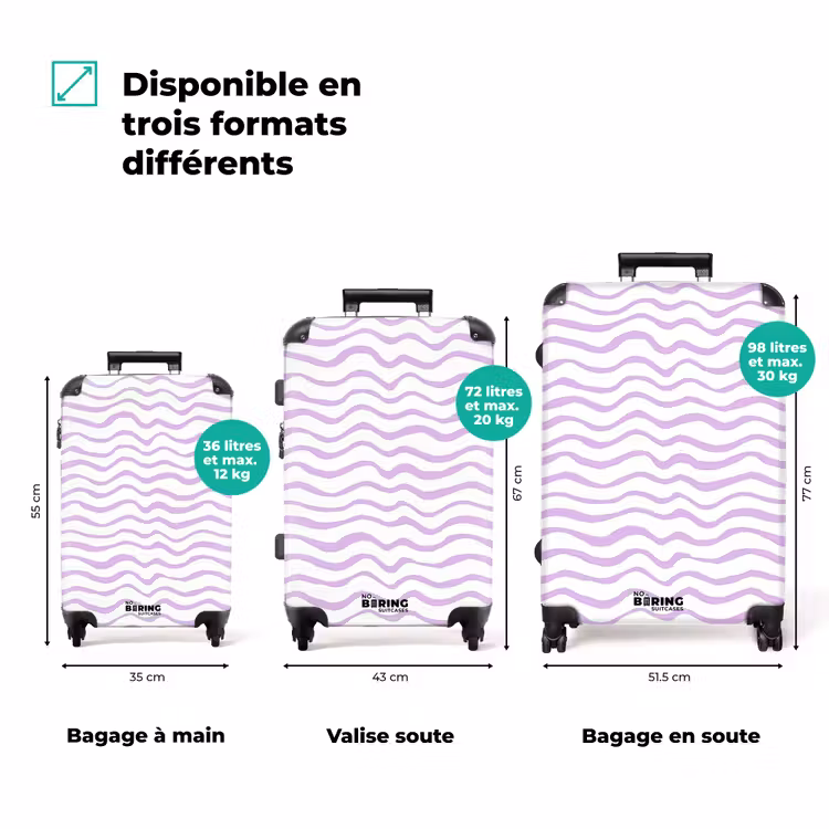 Valise - Lila - Géométrique - Petites vagues - Lignes - Motif — 1