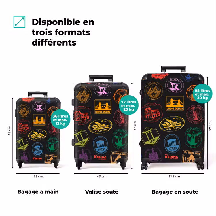 Valise - Monuments du monde - Colorés - Timbres — 3