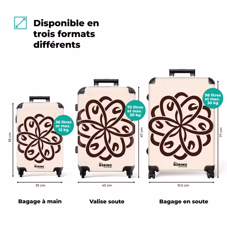Valise - Motif - Bouton - Abstrait - Moderne - Marron — 3