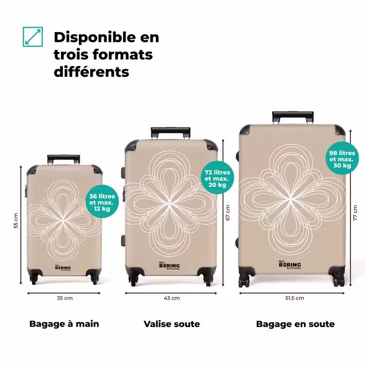 Valise - Motif - Lignes - Abstrait - Minimaliste - Beige — 3