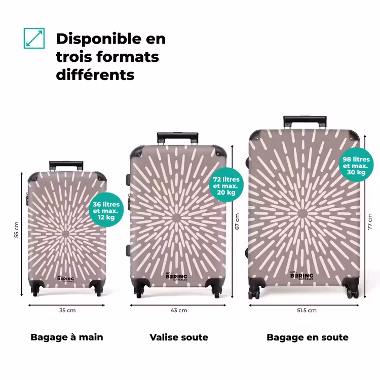 Valise - Motif - Rayons - Abstrait - Moderne - Gris — 3