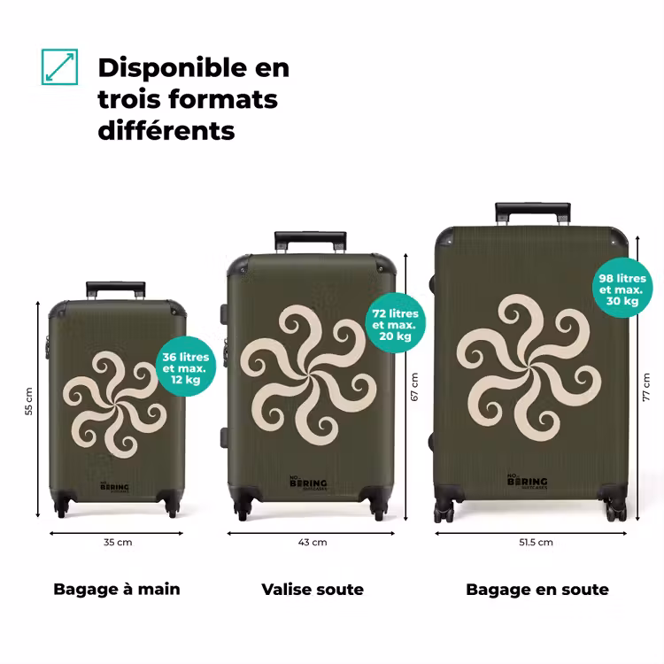 Valise - Motif - Spirale - Abstrait - Moderne - Vert — 3