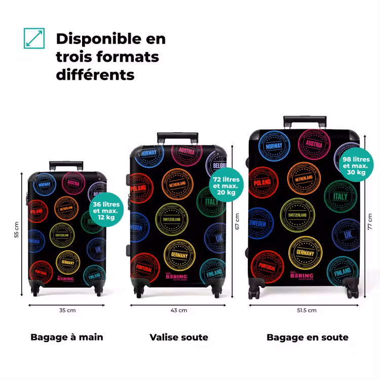 Valise - Néon - Pays - Noir - Tampons — 3
