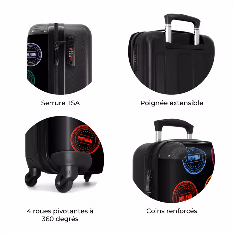 Valise - Néon - Pays - Noir - Tampons — 8